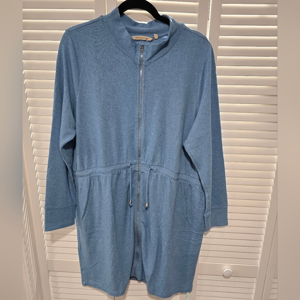 Soft Surroundings Sky Blue Zip-Up Soft Cardigan XL